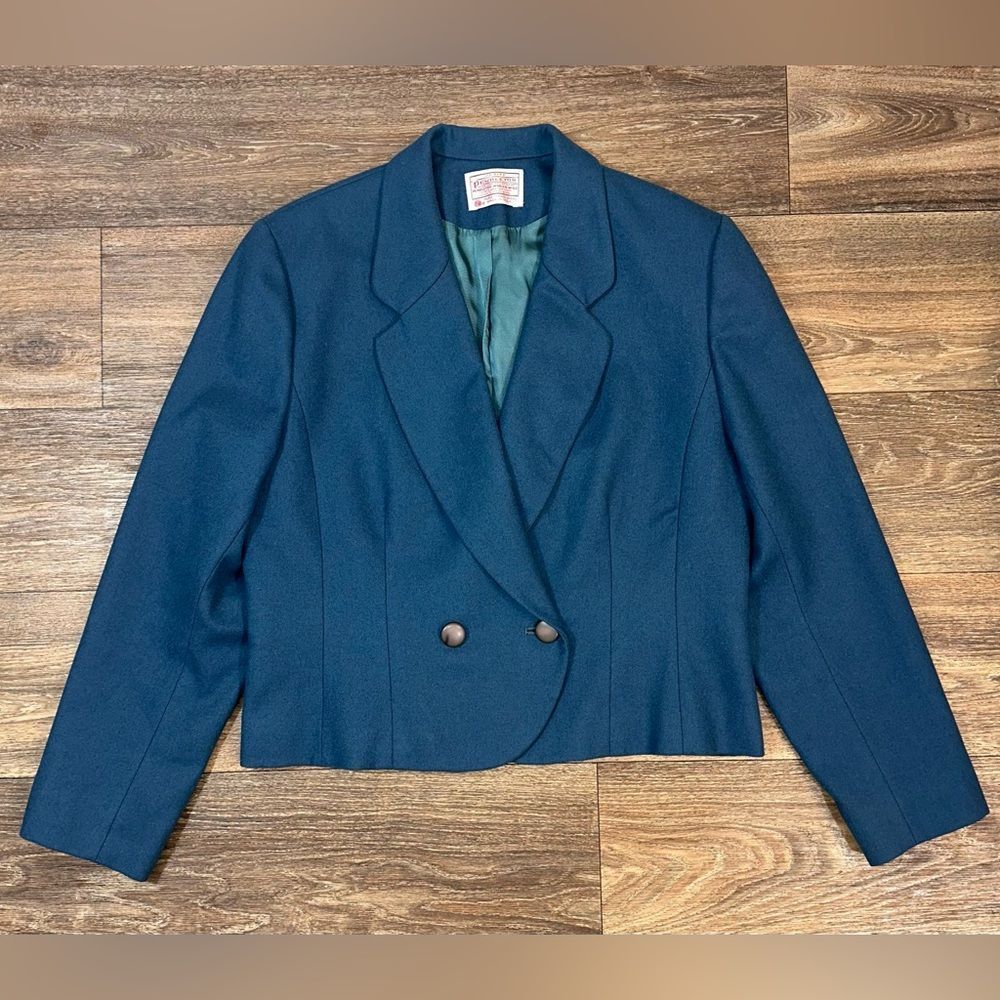 Vintage Pendleton Women’s Green Pure Virgin Wool Blazer Jacket Sz 12 Made in USA